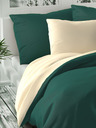 Kvalitex Saténové francouzské povlečení LUXURY COLLECTION 1+2, 200x200, 70x90cm tmavě zelené / smetanové