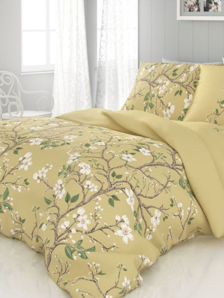 Kvalitex Saténové francouzské povlečení LUXURY COLLECTION 1+2, 220x200, 70x90cm JARO zlaté