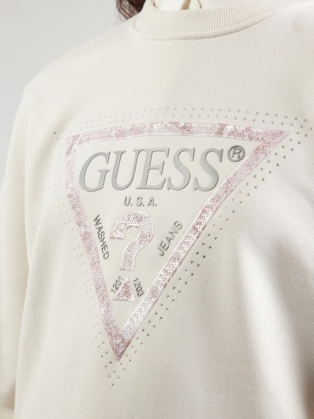Guess Jeans Dámska krémová mikina Python big triangle logo Guess jeans