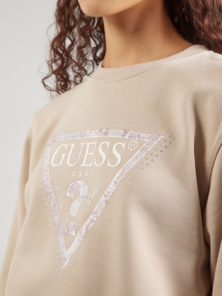 Guess Jeans Dámska béžová mikina Python big triangle logo Guess jeans