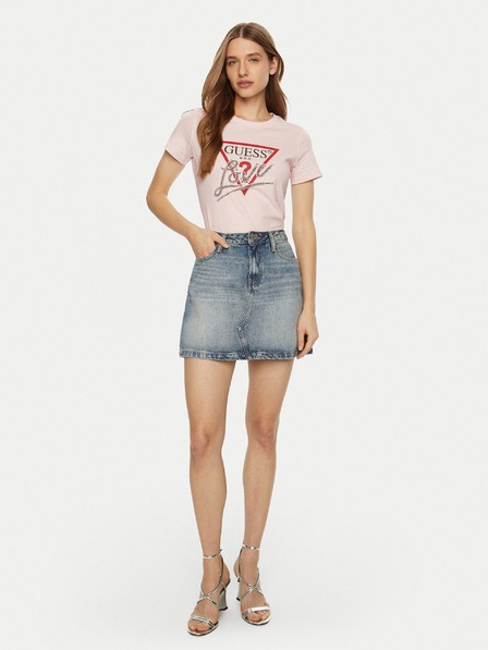 Guess Jeans Dámske svetlo ružové tričko Love Guess jeans