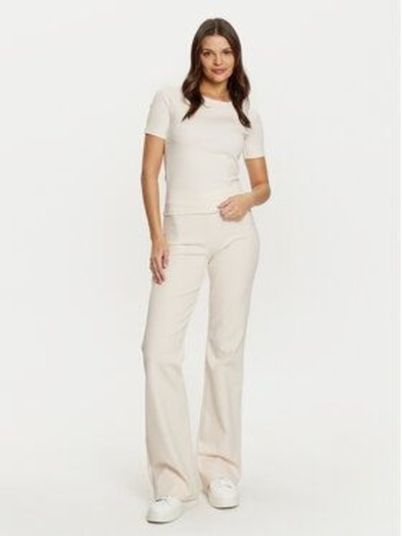 Guess Jeans Dámske biele ecru rebrované tričko G6F4 Guess jeans