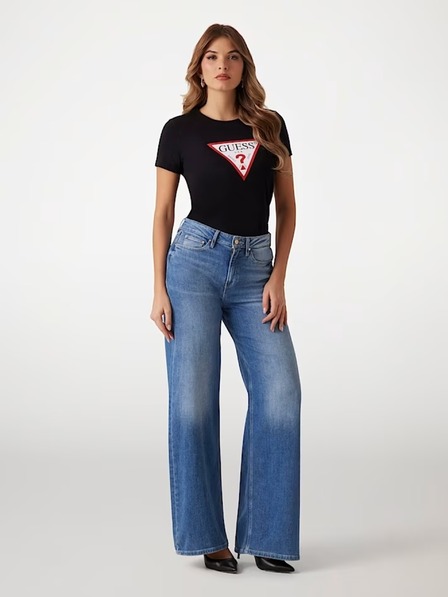 Guess Jeans Dámske čierne tričko big triangle logo jblk Guess jeans