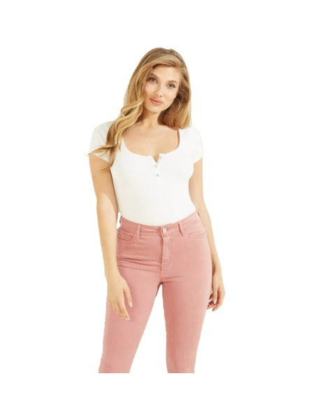 Guess Jeans Dámske biele tričko s gombíky Guess jeans