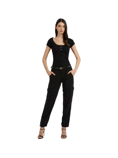 Guess Jeans Dámske čierne tričko s gombíky Guess jeans