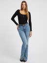 Guess Jeans Dámske čierne tričko s dlhými rukávy a gombíky Guess jeans