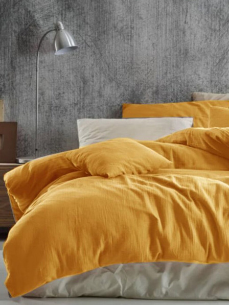 Kvalitex Prodloužené mušelínové povlečení 140x220, 70x90cm žluté Kvalitex