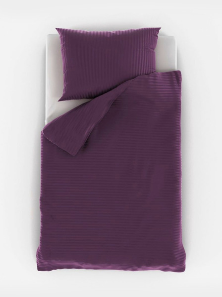 Kvalitex Saténové prodloužené povlečení s proužkem 140x220, 70x90cm PURPUROVÉ
