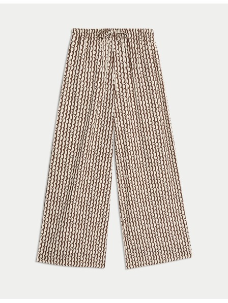 Marks & Spencer Geometrická kalhotová sukně se širokými nohavicemi Marks & Spencer hnědá