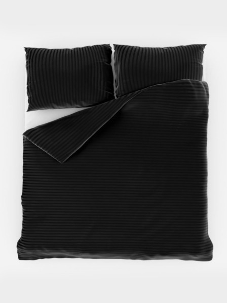 Kvalitex Saténové prodloužené povlečení s proužkem 140x220, 70x90cm ČERNÉ