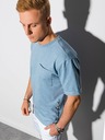 Ombre Clothing Modré pánské tričko s kapsou Ombre Clothing S1371