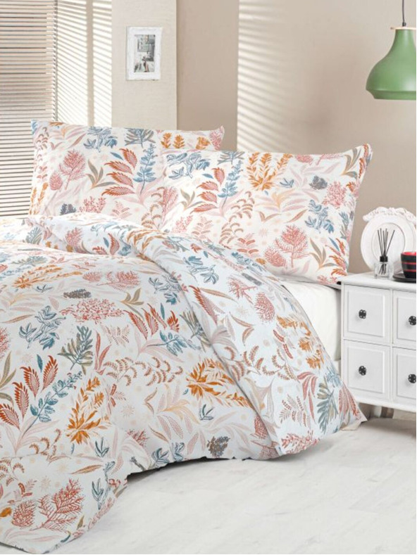 Kvalitex Saténové francouzské povlečení Luxury Collection 1+2, 220x200, 70x90cm Coral garden Kvalitex