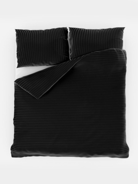 Kvalitex Francouzské saténové prodloužené povlečení s proužkem 1+2, 240x220, 70x90cm ČERNÉ