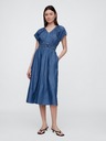 GAP Chambray maxi šaty s kapsami Americana GAP