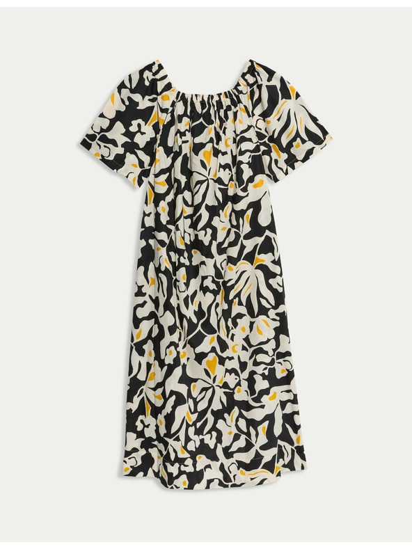 Marks & Spencer Midaxi šaty typu Bardot z čisté bavlny s potiskem Marks & Spencer žlutá