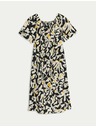 Marks & Spencer Midaxi šaty typu Bardot z čisté bavlny s potiskem Marks & Spencer žlutá