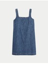 Marks & Spencer Splývavé denimové mini šaty z čisté bavlny Marks & Spencer námořnická modrá