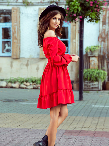numoco DAISY Šaty s volánkami - červené Numoco
