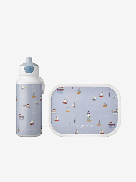 Mepal Světle modrý vzorovaný svačinový set pro děti Mepal Campus Little Dutch Sailor Bay