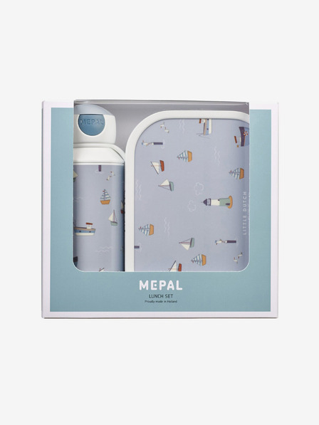 Mepal Světle modrý vzorovaný svačinový set pro děti Mepal Campus Little Dutch Sailor Bay