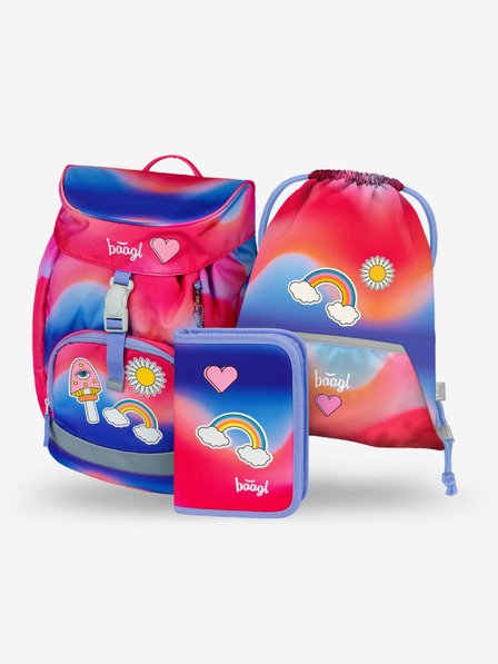 BAAGL  Červený 3 SET Airy Hippie: batoh, penál, sáček Baagl