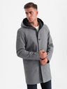 Ombre Clothing Pánský melanžový dlouhý kabát s kapucí Ombre Clothing