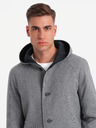 Ombre Clothing Pánský melanžový dlouhý kabát s kapucí Ombre Clothing