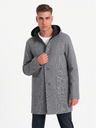 Ombre Clothing Pánský melanžový dlouhý kabát s kapucí Ombre Clothing