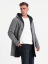 Ombre Clothing Pánský melanžový dlouhý kabát s kapucí Ombre Clothing