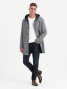 Ombre Clothing Pánský melanžový dlouhý kabát s kapucí Ombre Clothing