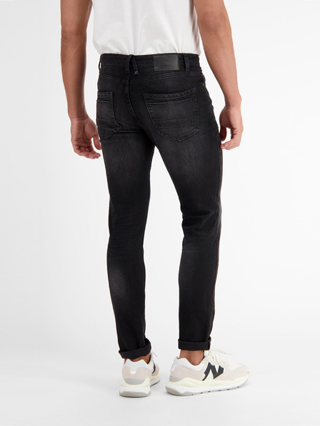 LERROS Tmavě šedé pánské slim fit džíny s vyšisovaným efektem LERROS