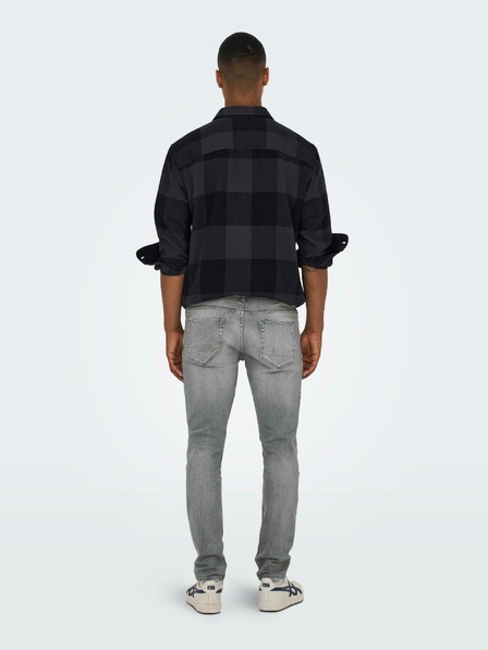 ONLY & SONS Světle šedé pánské slim fit džíny s vyšisovaným efektem ONLY & SONS Loom