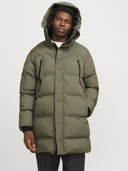 Jack & Jones Khaki pánský zimní prošívaný kabát Jack & Jones Alpha
