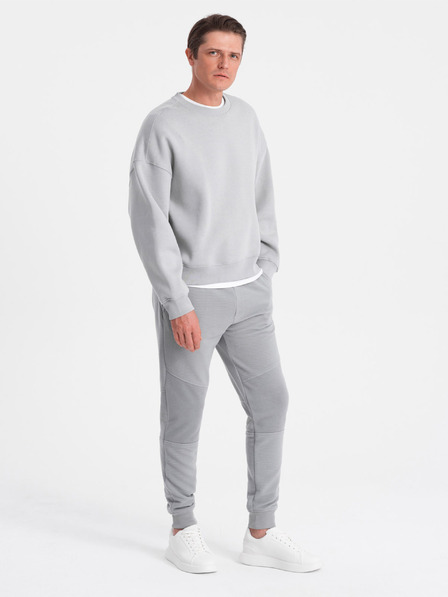 Ombre Clothing Pánské tepláky s vložkami z otomanské látky - šedé V5 OM-PASK-0127