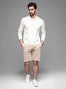 Ombre Clothing Pánské bavlněné teplákové šortky BASIC béžové Ombre Clothing