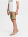 Ombre Clothing Pánské jednobarevné šortky s cargo kapsami - pískové V1 OM-SRCG-0133 Ombre Clothing