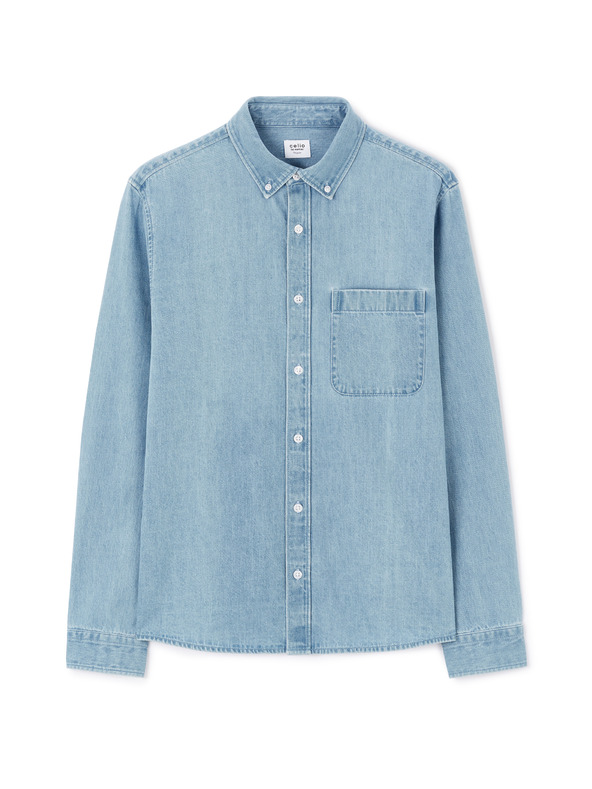 Celio Modrá pánská džínová košile Celio Ladenim