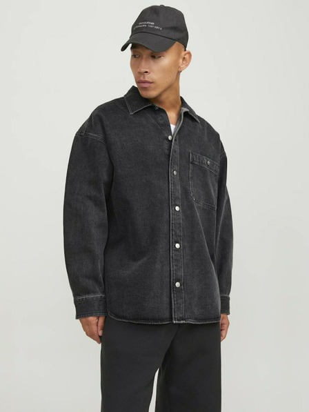 Jack & Jones Tmavě šedá pánská svrchní džínová košile Jack & Jones Santorini