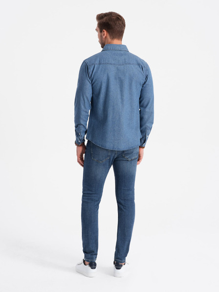 Ombre Clothing Modrá pánská džínová košile Ombre Clothing