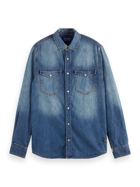 Scotch & Soda Modrá pánská džínová košile Scotch & Soda Workwear