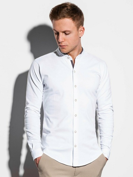Ombre Clothing Pánská košile s dlouhým rukávem K542 - bílá