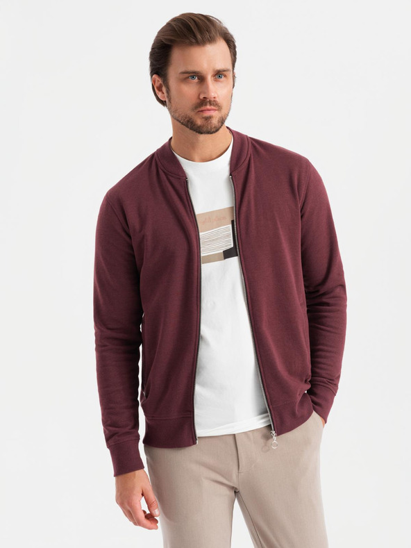 Ombre Clothing Pánská strukturovaná pletená mikina s límečkem - grafitová melanž V1 OM-SSNZ-0149 Ombre Clothing