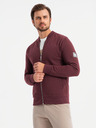 Ombre Clothing Pánská strukturovaná pletená mikina s límečkem - grafitová melanž V1 OM-SSNZ-0149 Ombre Clothing