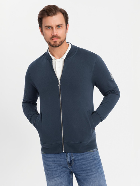Ombre Clothing Pánská strukturovaná pletená mikina s límečkem - grafitová melanž V1 OM-SSNZ-0149 Ombre Clothing