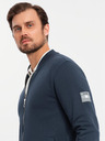 Ombre Clothing Pánská strukturovaná pletená mikina s límečkem - grafitová melanž V1 OM-SSNZ-0149 Ombre Clothing