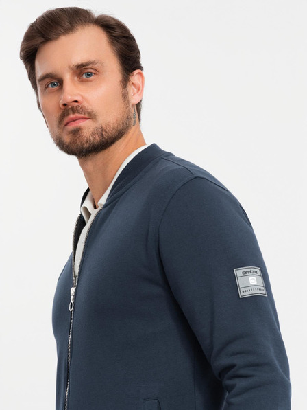Ombre Clothing Pánská strukturovaná pletená mikina s límečkem - grafitová melanž V1 OM-SSNZ-0149 Ombre Clothing