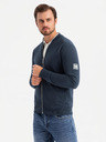 Ombre Clothing Pánská strukturovaná pletená mikina s límečkem - grafitová melanž V1 OM-SSNZ-0149 Ombre Clothing