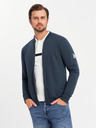 Ombre Clothing Pánská strukturovaná pletená mikina s límečkem - grafitová melanž V1 OM-SSNZ-0149 Ombre Clothing