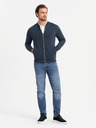 Ombre Clothing Pánská strukturovaná pletená mikina s límečkem - grafitová melanž V1 OM-SSNZ-0149 Ombre Clothing