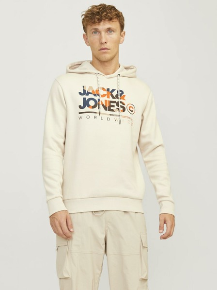 Jack & Jones Béžová pánská mikina s kapucí Jack & Jones